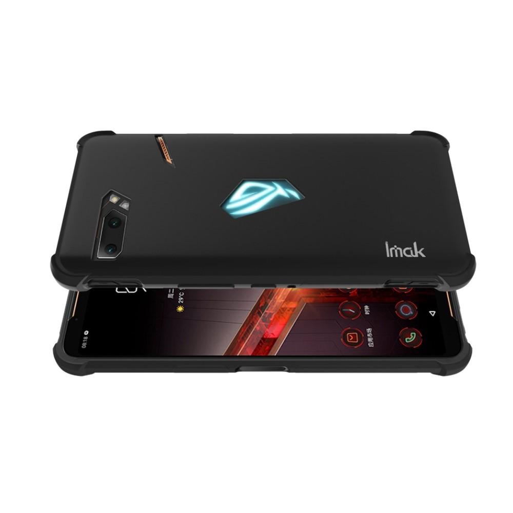 Ударопрочный бронированный IMAK чехол для Asus ROG Phone 2 с усиленными углами песочно-черный + защитная пленка на экран
