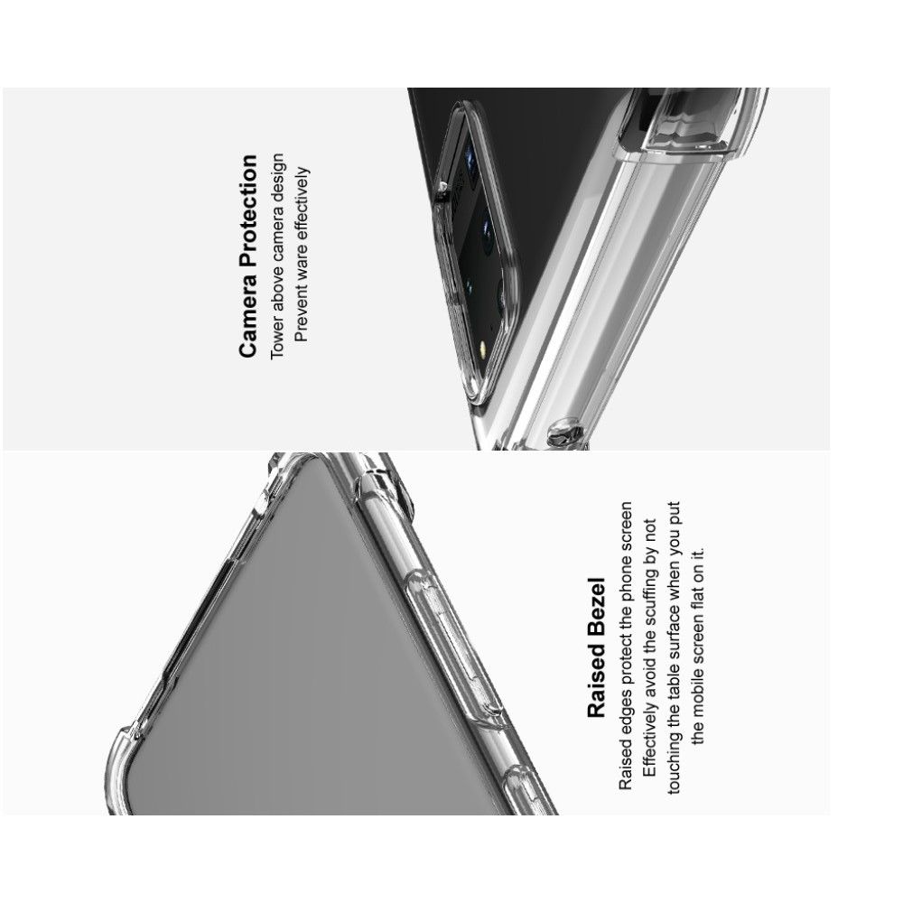 Ударопрочный бронированный IMAK чехол для Huawei P40 Lite с усиленными углами прозрачный + защитная пленка на экран