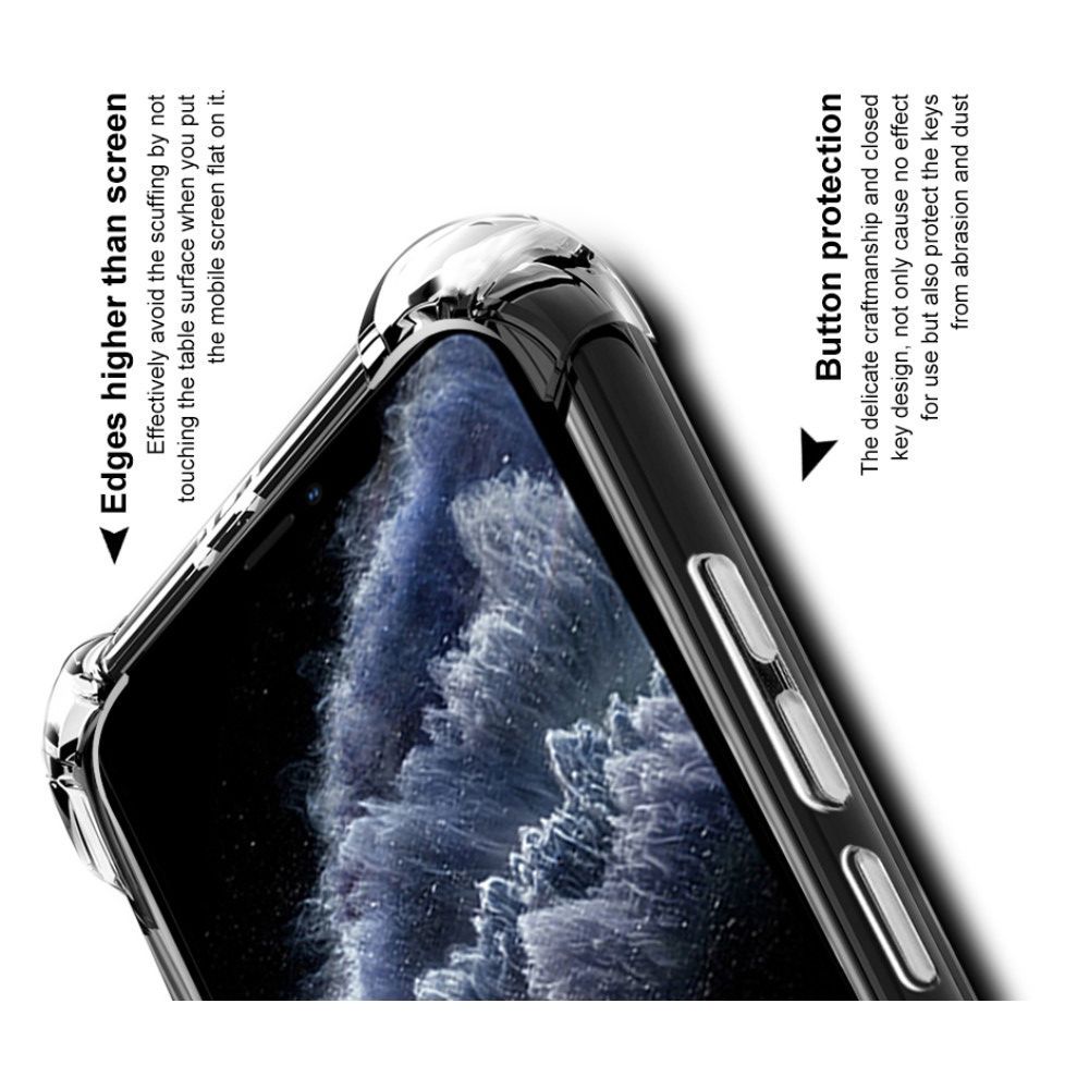 Ударопрочный бронированный IMAK чехол для iPhone 11 Pro Max с усиленными углами прозрачный + защитная пленка на экран