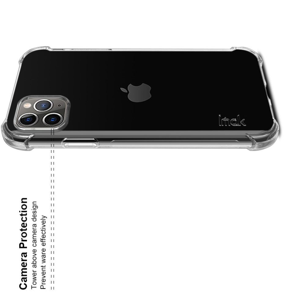 Ударопрочный бронированный IMAK чехол для iPhone 11 Pro с усиленными углами прозрачный + защитная пленка на экран