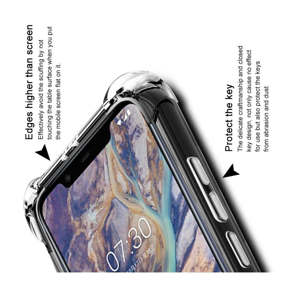 Ударопрочный бронированный IMAK чехол для Nokia 8.1 с усиленными углами прозрачный + защитная пленка на экран