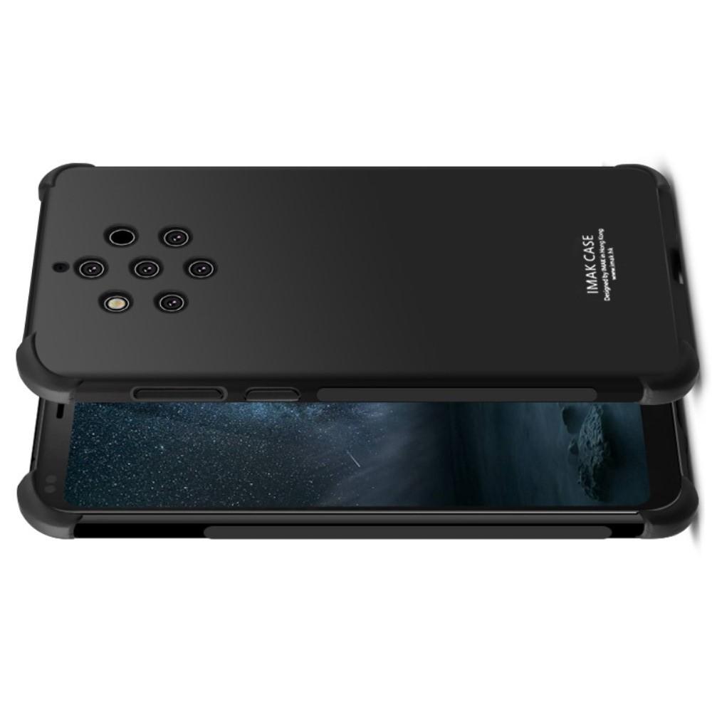 Ударопрочный бронированный IMAK чехол для Nokia 9 PureView с усиленными углами черный + защитная пленка на экран