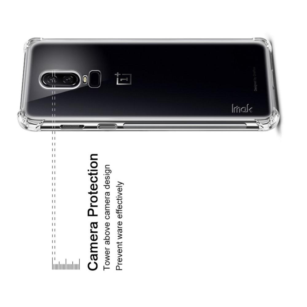 Ударопрочный бронированный IMAK чехол для OnePlus 6 с усиленными углами черный + защитная пленка на экран