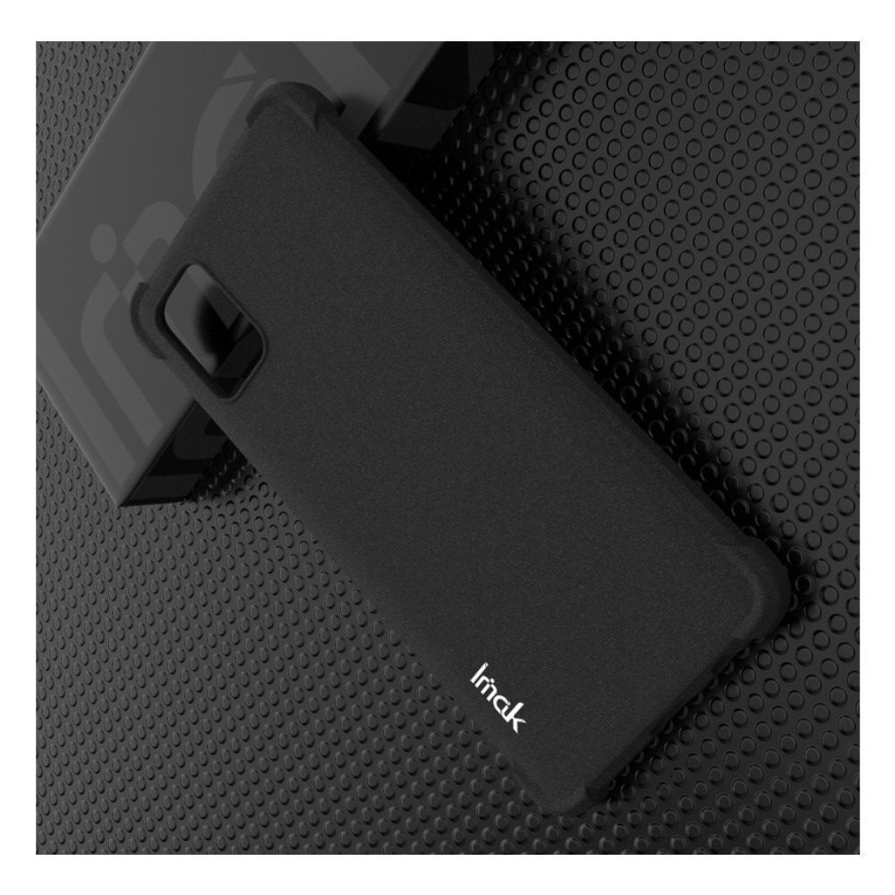 Ударопрочный бронированный IMAK чехол для Samsung Galaxy A51 с усиленными углами песочно-черный + защитная пленка на экран