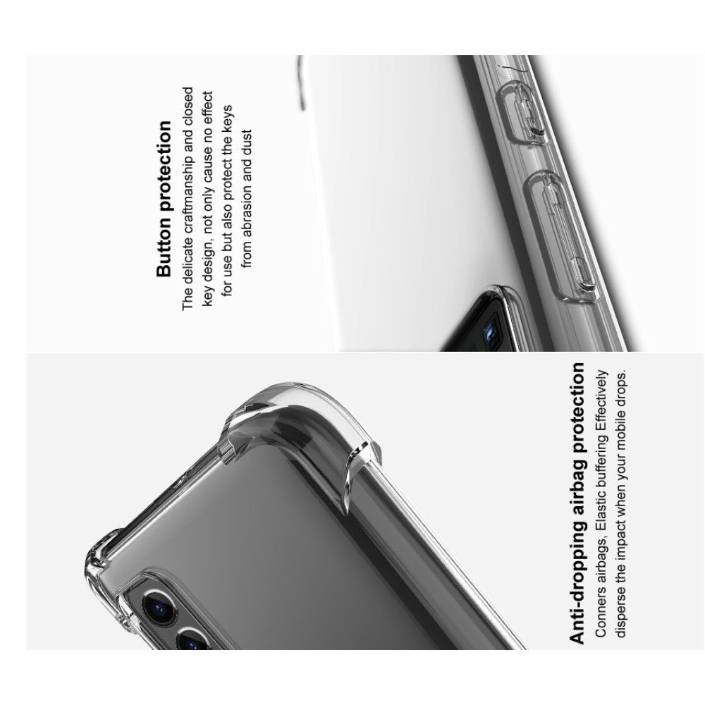 Ударопрочный бронированный IMAK чехол для Samsung Galaxy A71 с усиленными углами прозрачный + защитная пленка на экран
