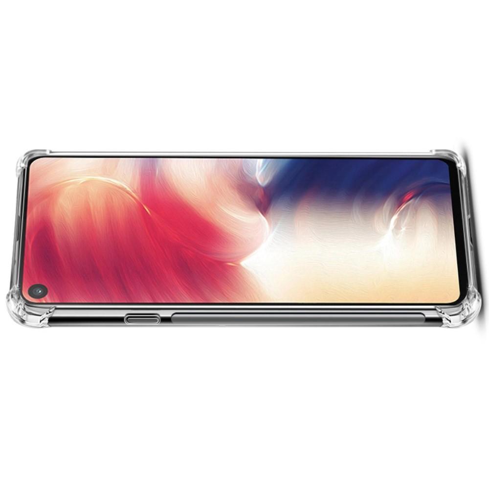 Ударопрочный бронированный IMAK чехол для Samsung Galaxy A8s с усиленными углами прозрачный + защитная пленка на экран