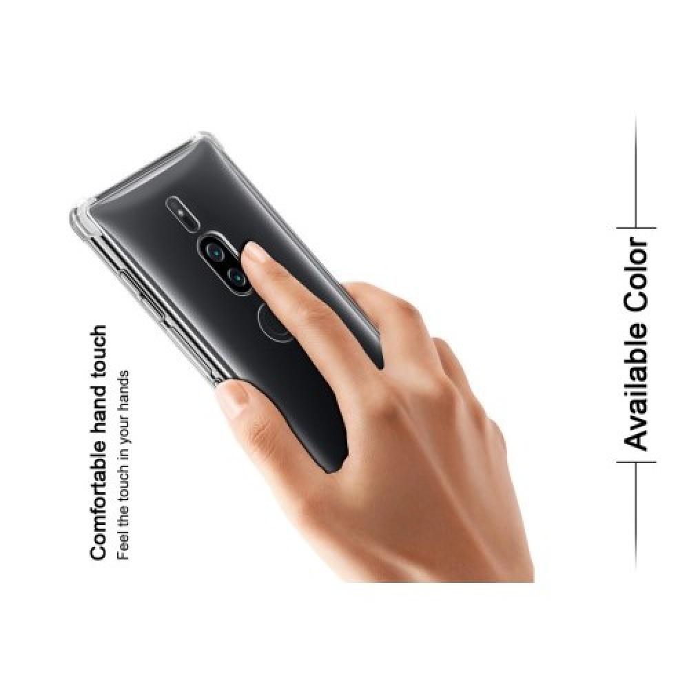 Ударопрочный бронированный IMAK чехол для Sony Xperia XZ2 Premium с усиленными углами песочно-черный + защитная пленка на экран