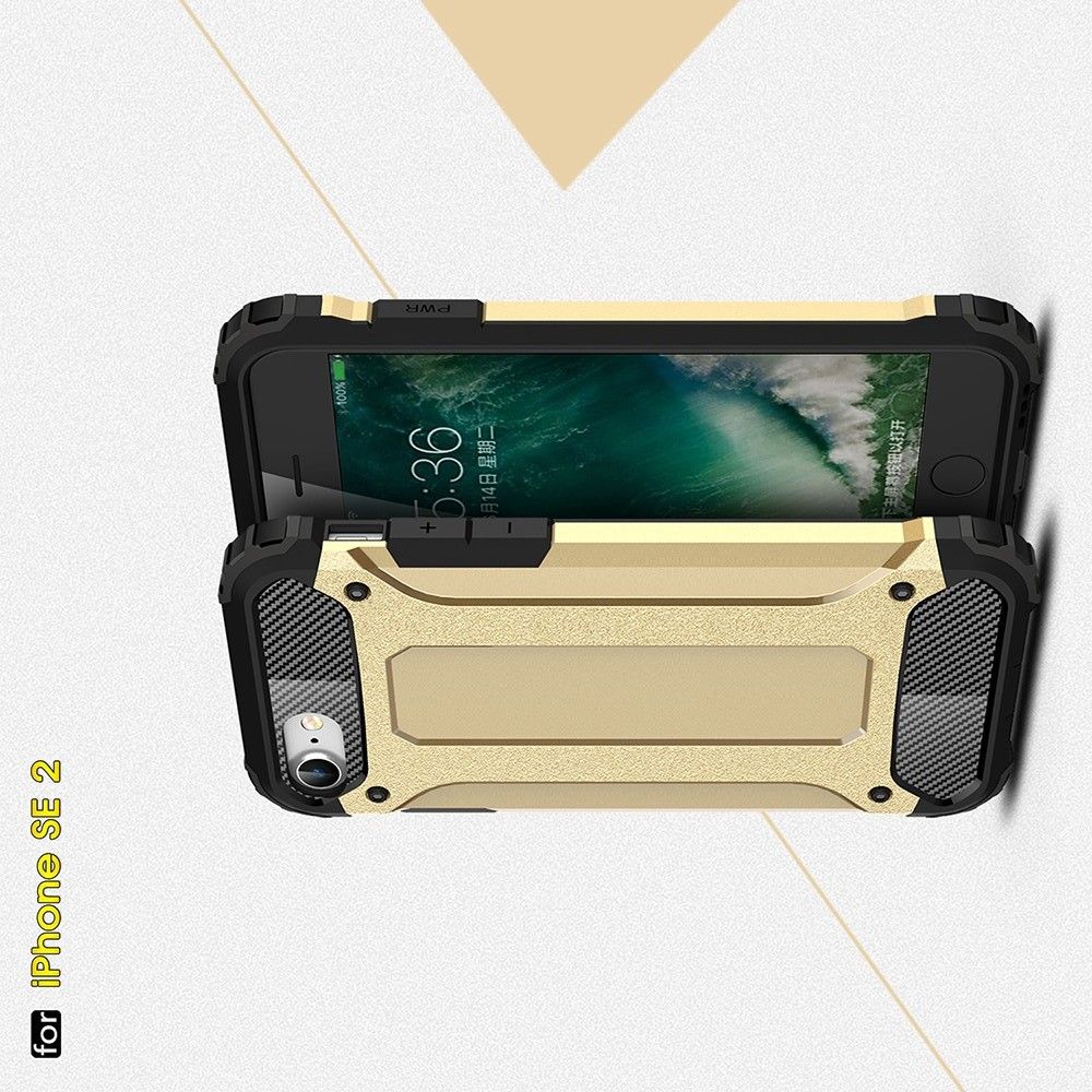 Ударопрочный Защитный Чехол Rugged Armor Guard Пластик + TPU для iPhone SE 2020 Серебряный