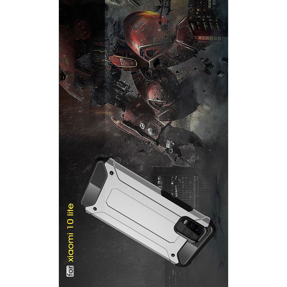 Ударопрочный Защитный Чехол Rugged Armor Guard Пластик + TPU для Xiaomi Mi 10 Lite Черный