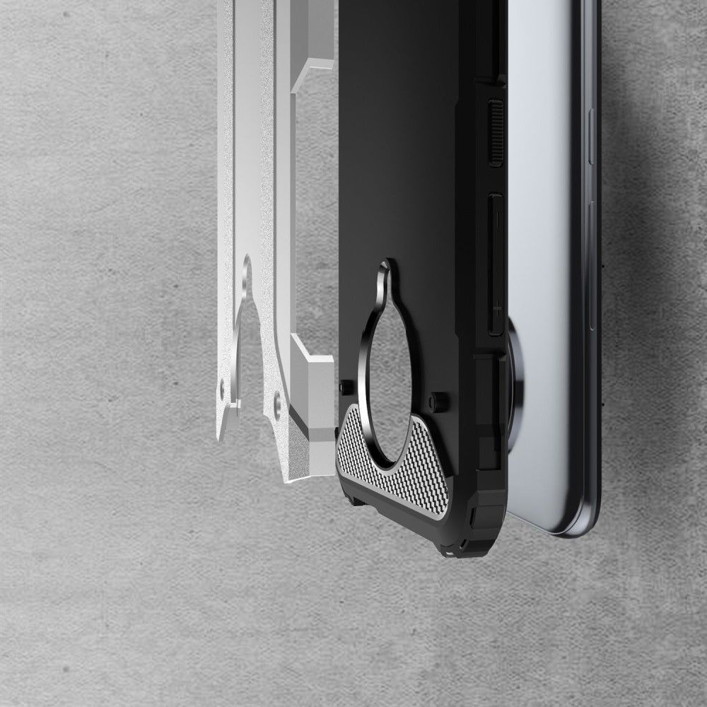 Ударопрочный Защитный Чехол Rugged Armor Guard Пластик + TPU для Xiaomi Poco F2 Pro Серебряный