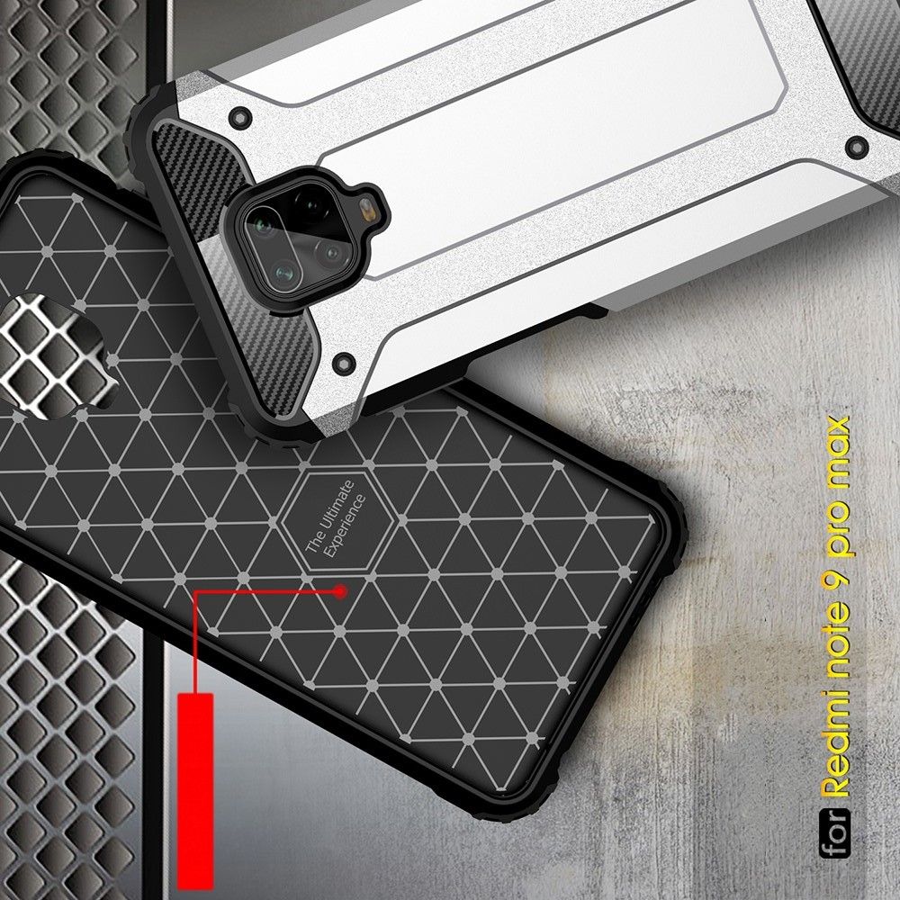 Ударопрочный Защитный Чехол Rugged Armor Guard Пластик + TPU для Xiaomi Redmi Note 9 Pro Черный