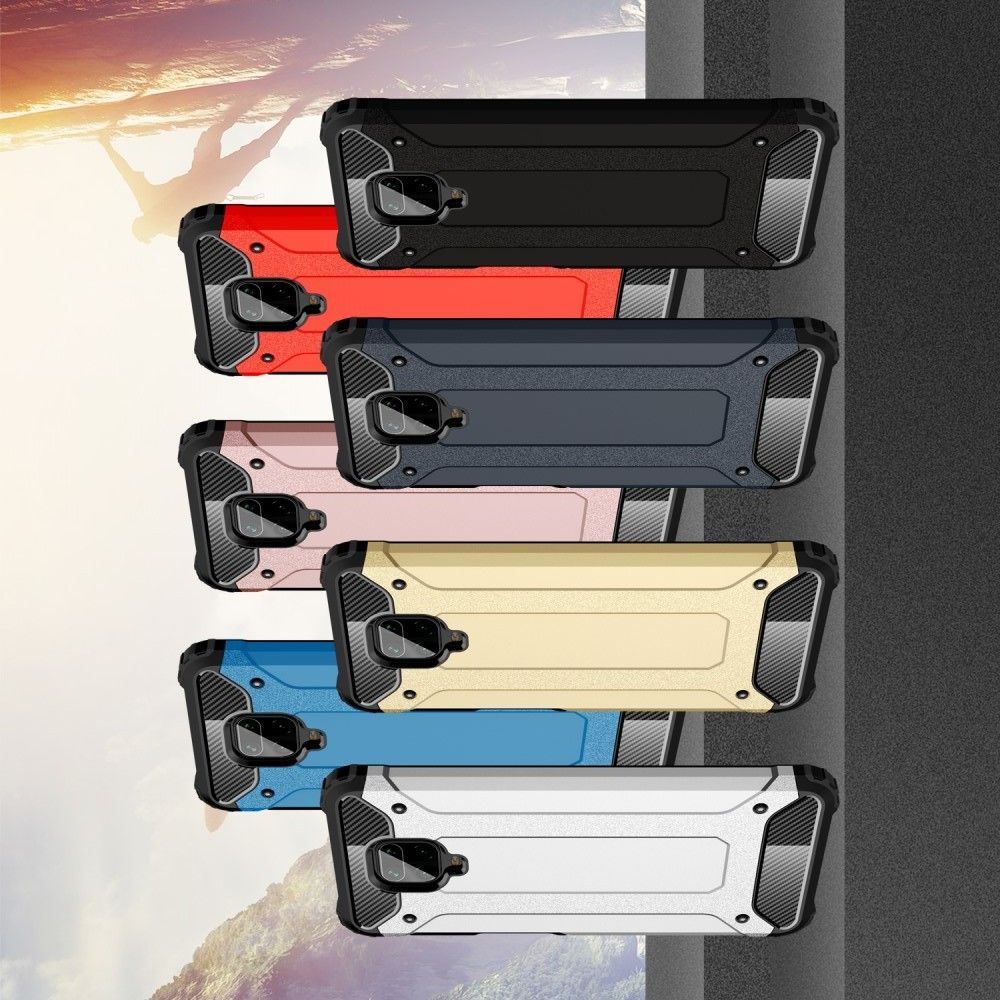 Ударопрочный Защитный Чехол Rugged Armor Guard Пластик + TPU для Xiaomi Redmi Note 9 Pro Черный