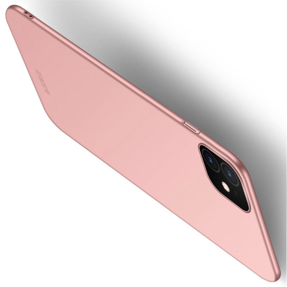 Ультратонкий Матовый Кейс Пластиковый Накладка Чехол для iPhone 11 Ярко-Розовый