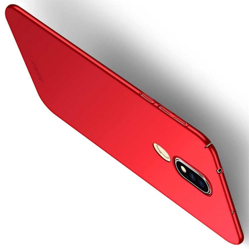 Ультратонкий Матовый Кейс Пластиковый Накладка Чехол для Nokia 6.1 Plus Красный