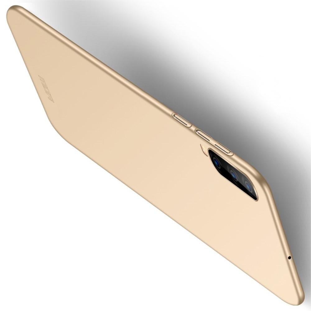 Ультратонкий Матовый Кейс Пластиковый Накладка Чехол для Samsung Galaxy A70 Золотой