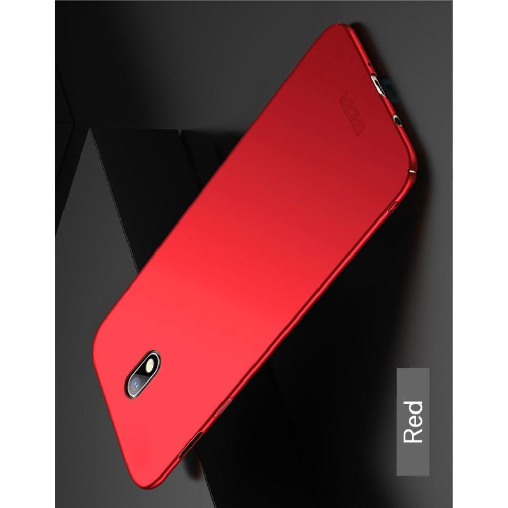 Ультратонкий Матовый Кейс Пластиковый Накладка Чехол для Samsung Galaxy J3 2018 Красный