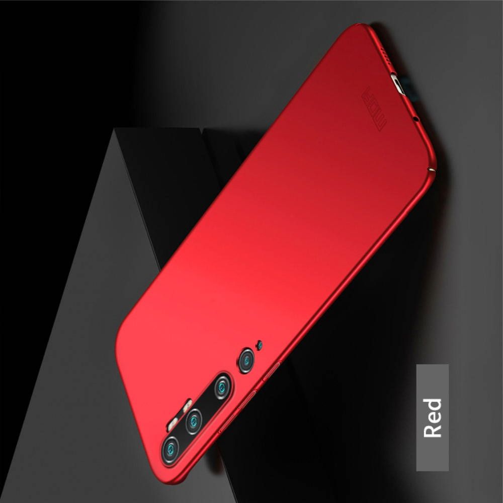 Ультратонкий Матовый Кейс Пластиковый Накладка Чехол для Xiaomi Mi Note 10 Красный