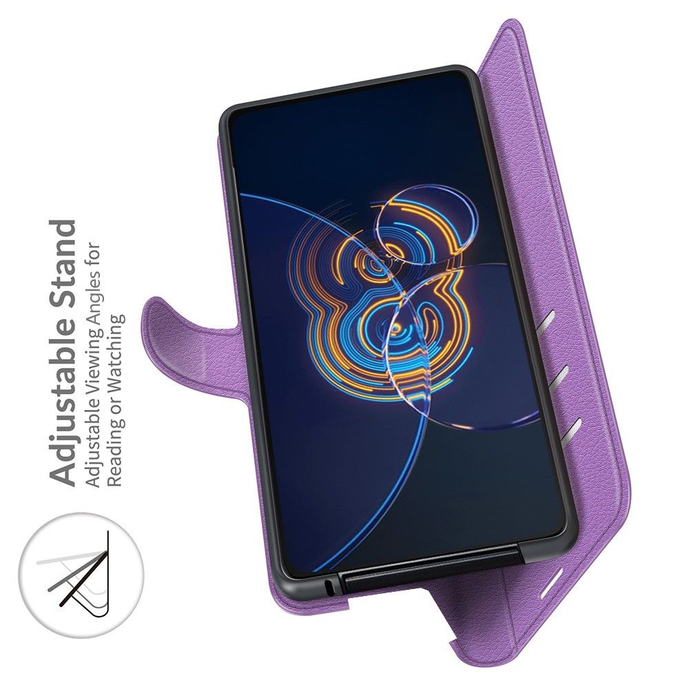 Вертикальный флип чехол книжка с откидыванием вниз для Asus Zenfone 8 Flip - Фиолетовый