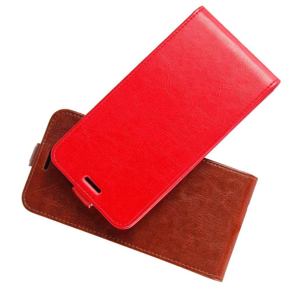 Вертикальный флип чехол книжка с откидыванием вниз для HTC Desire 12s - Красный