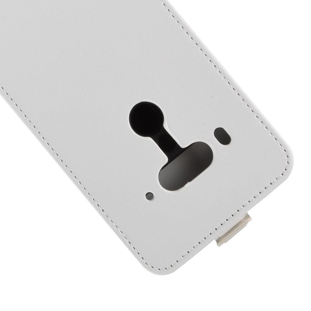 Вертикальный флип чехол книжка с откидыванием вниз для HTC U12+ - Белый