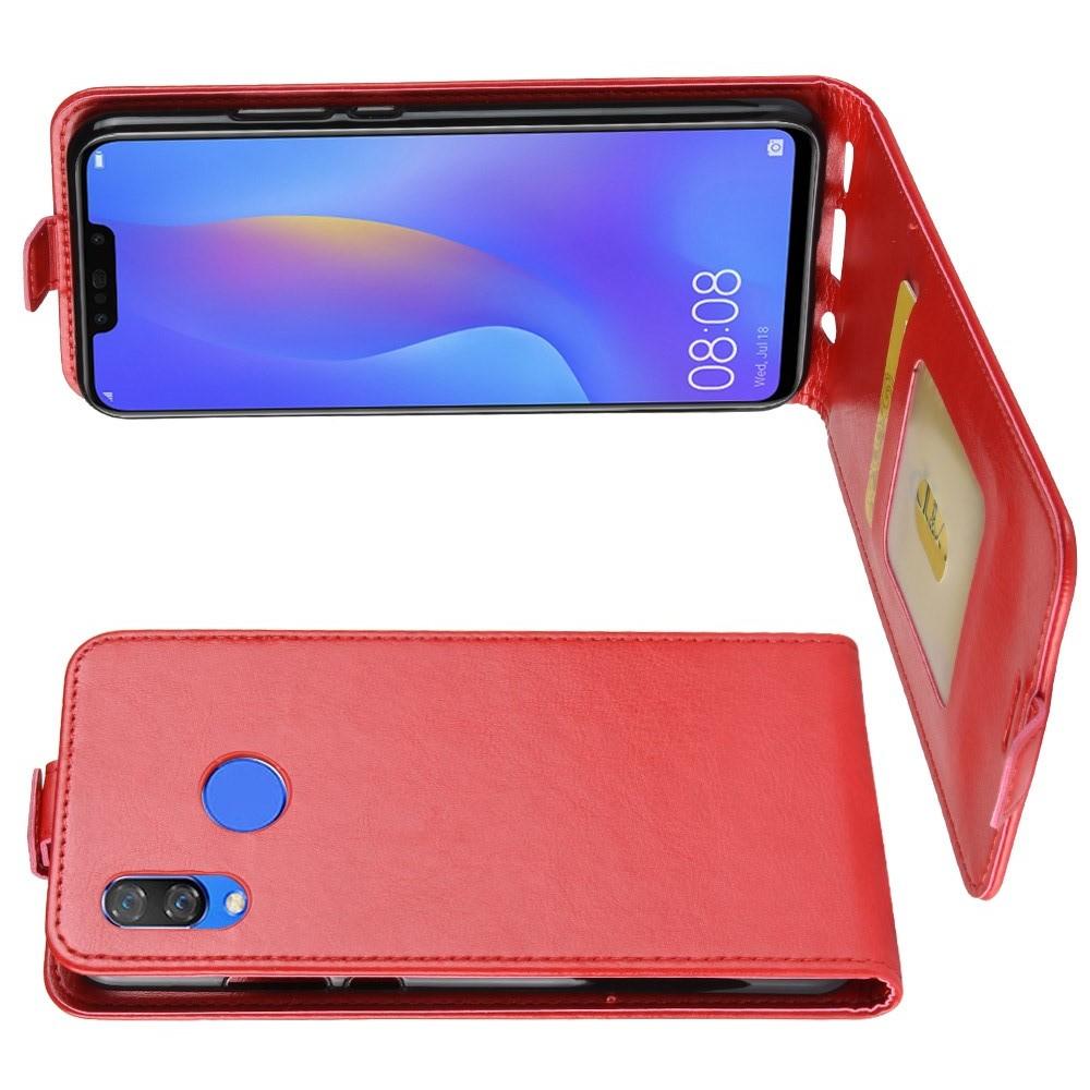 Вертикальный флип чехол книжка с откидыванием вниз для Huawei P smart+ / Nova 3i - Красный