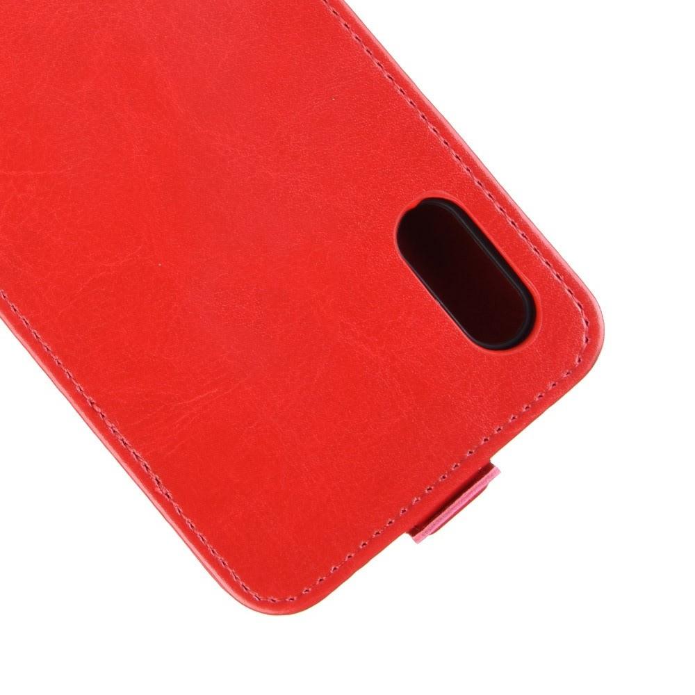 Вертикальный флип чехол книжка с откидыванием вниз для Huawei Y6 2019 / Y6s - Красный