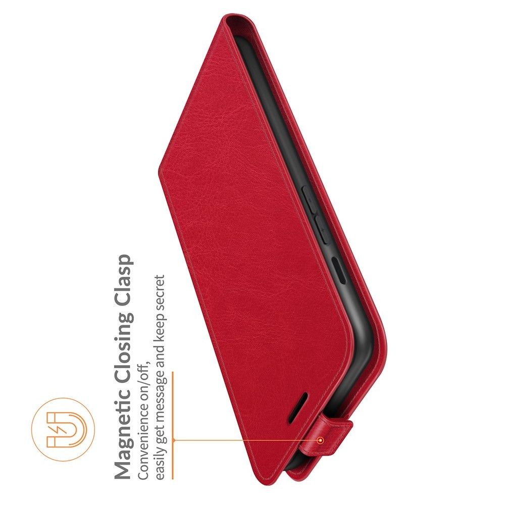 Вертикальный флип чехол книжка с откидыванием вниз для iPhone 13 mini -  Красный - CatCase