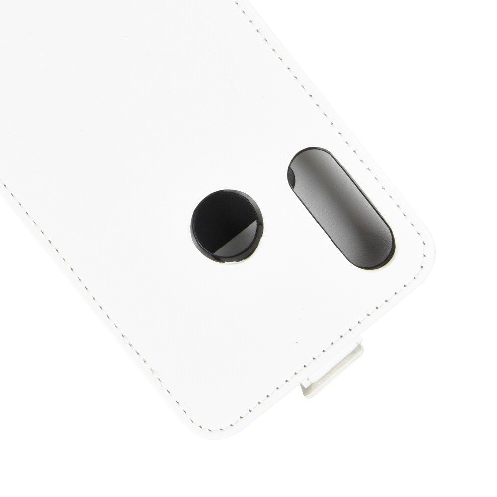 Вертикальный флип чехол книжка с откидыванием вниз для Motorola Moto E6 Plus - Белый