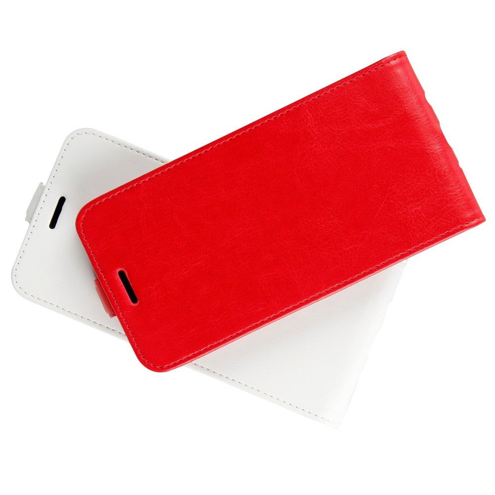 Вертикальный флип чехол книжка с откидыванием вниз для Motorola Moto E6 Plus - Красный