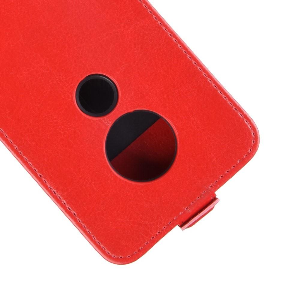 Вертикальный флип чехол книжка с откидыванием вниз для Motorola Moto G7 - Красный
