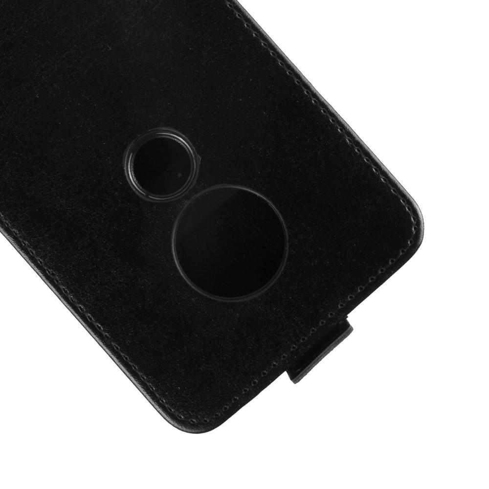Вертикальный флип чехол книжка с откидыванием вниз для Motorola Moto G7 Play - Черный