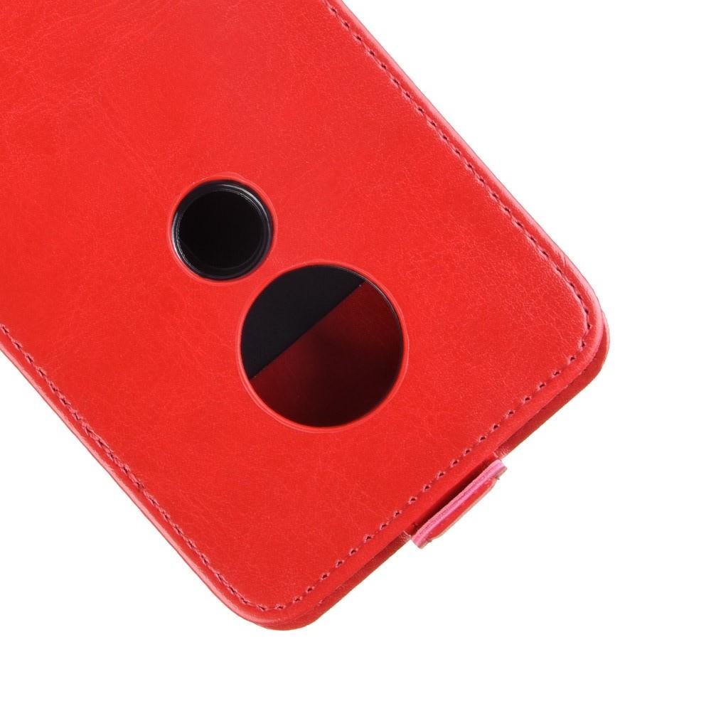 Вертикальный флип чехол книжка с откидыванием вниз для Motorola Moto G7 Play - Красный
