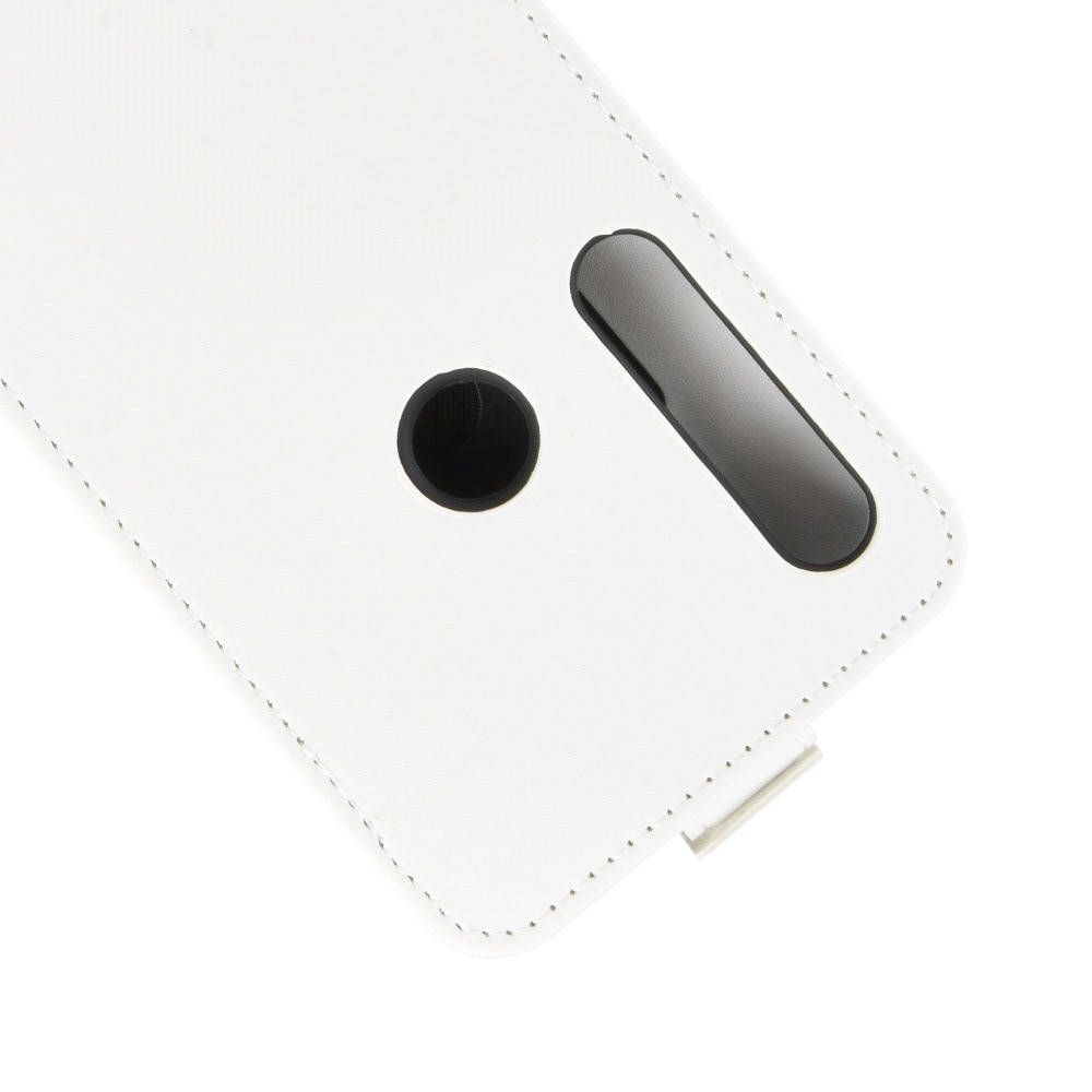 Вертикальный флип чехол книжка с откидыванием вниз для Motorola Moto G8 Plus - Белый
