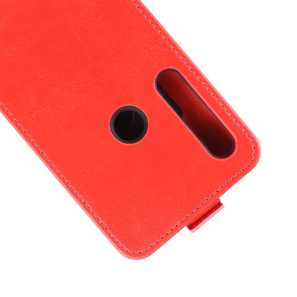 Вертикальный флип чехол книжка с откидыванием вниз для Motorola Moto G8 Plus - Красный
