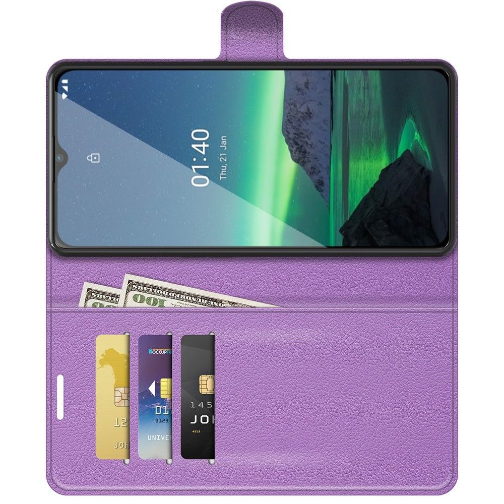Вертикальный флип чехол книжка с откидыванием вниз для Nokia 1.4 - Фиолетовый