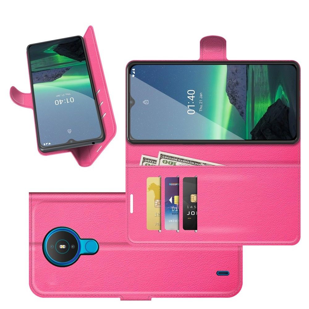 Вертикальный флип чехол книжка с откидыванием вниз для Nokia 1.4 - Розовый