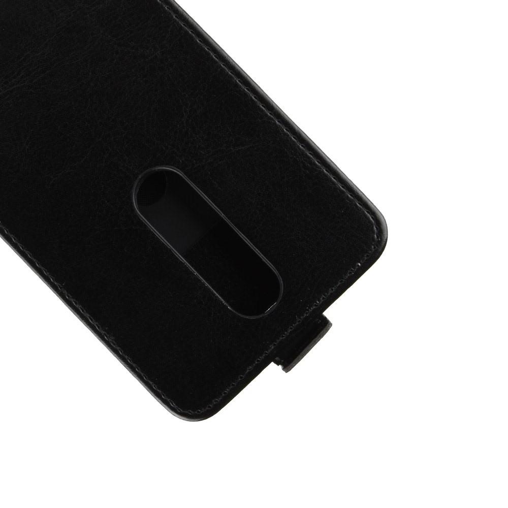Вертикальный флип чехол книжка с откидыванием вниз для Nokia 7.1 - Черный