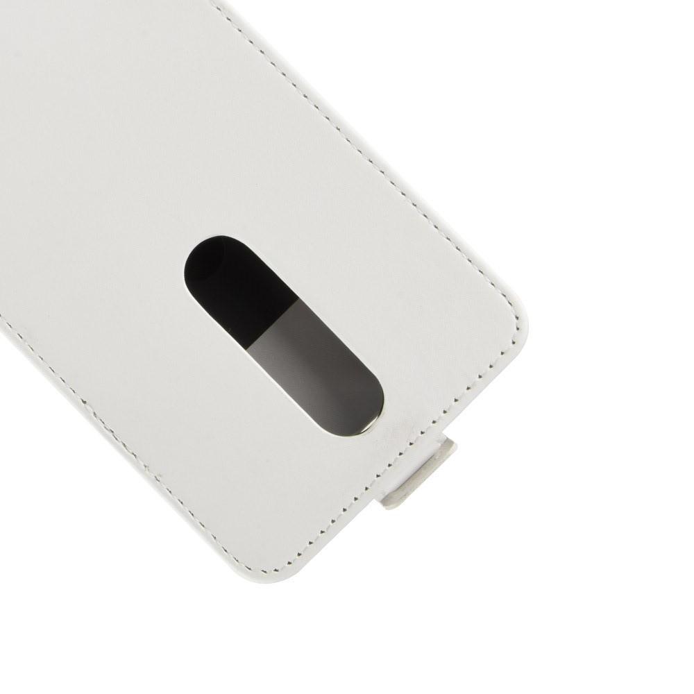 Вертикальный флип чехол книжка с откидыванием вниз для Nokia 7.1 - Белый