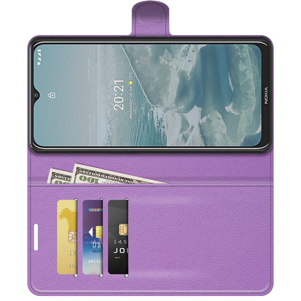 Вертикальный флип чехол книжка с откидыванием вниз для Nokia G10 / Nokia G20 - Фиолетовый