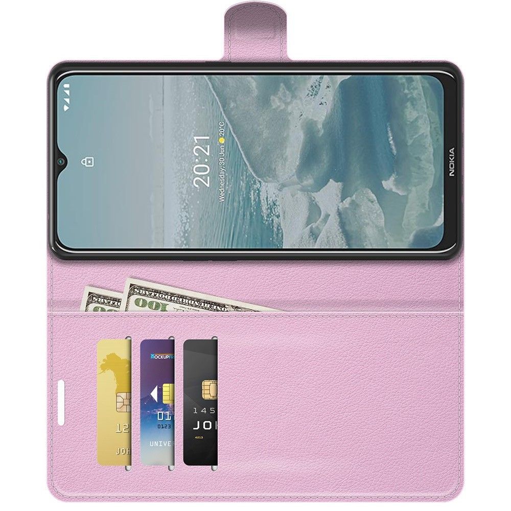 Вертикальный флип чехол книжка с откидыванием вниз для Nokia G10 / Nokia G20 - Светло Розовый
