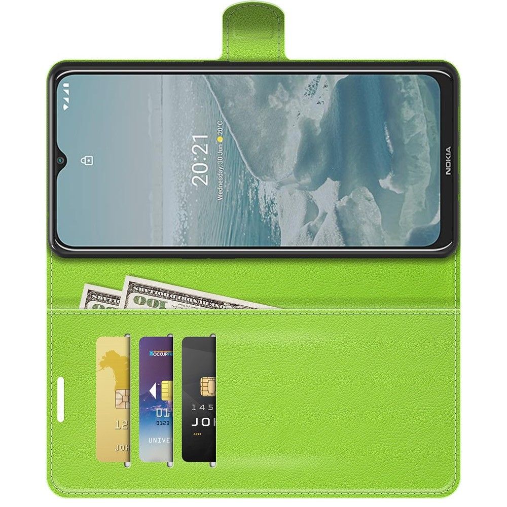 Вертикальный флип чехол книжка с откидыванием вниз для Nokia G10 / Nokia G20 - Зеленый