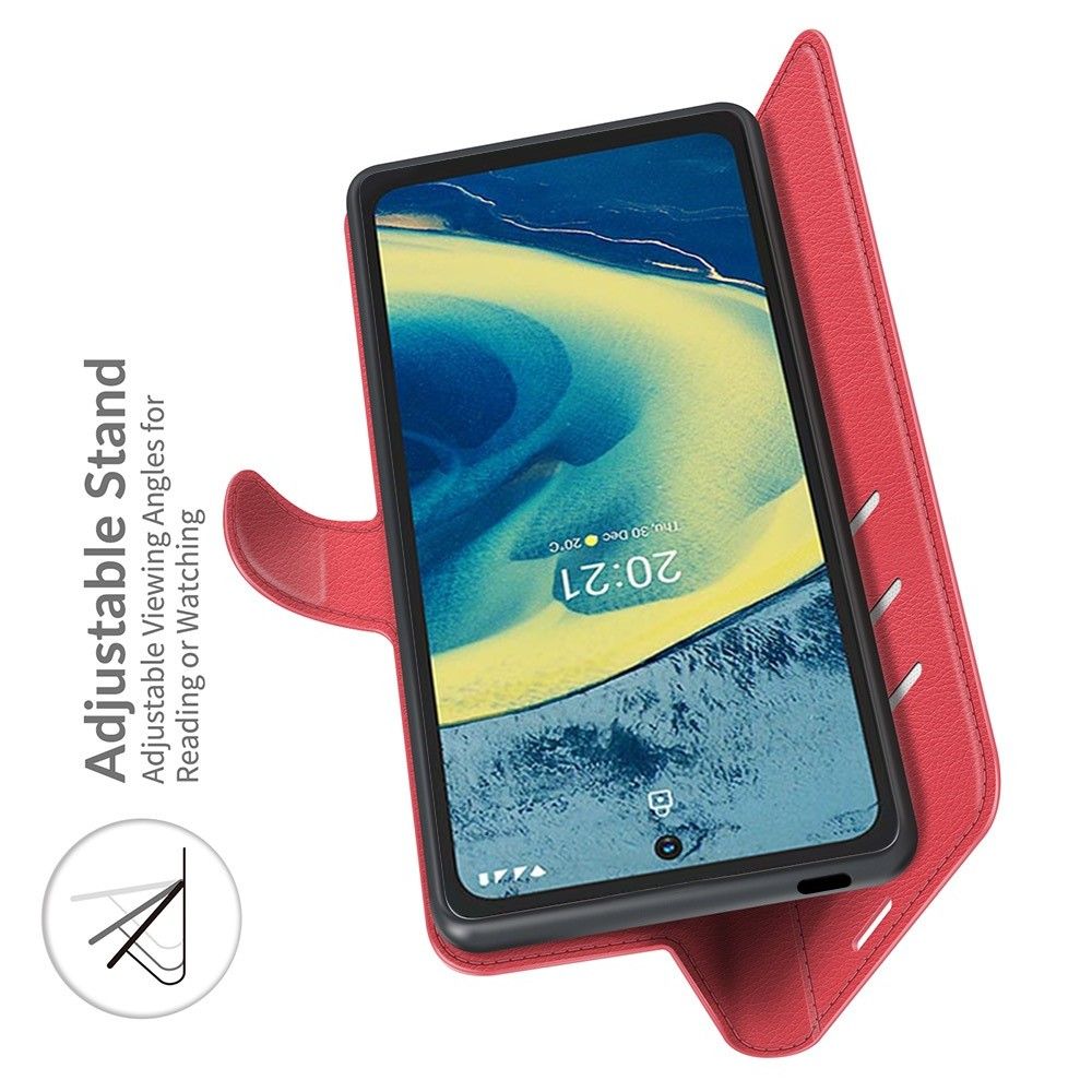 Вертикальный флип чехол книжка с откидыванием вниз для Nokia XR20 - Красный