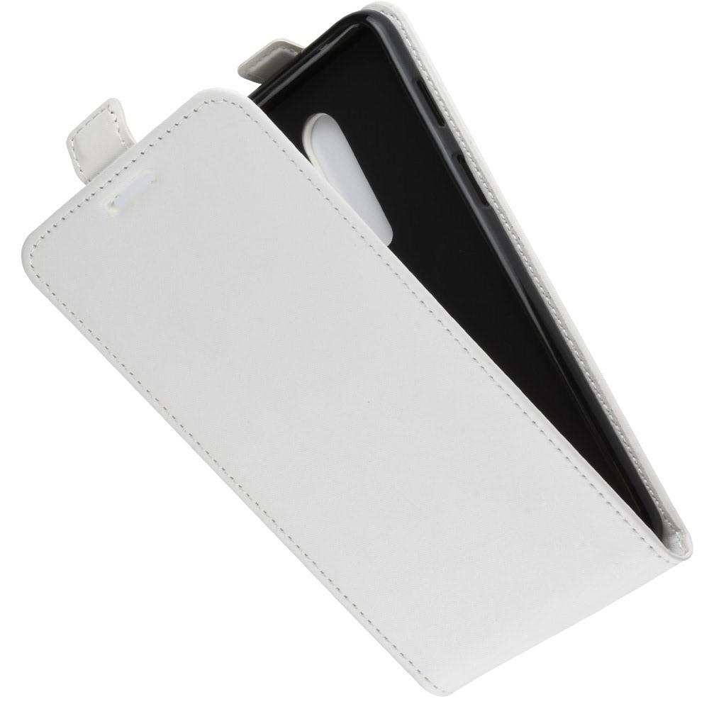 Вертикальный флип чехол книжка с откидыванием вниз для OnePlus 6 - Белый