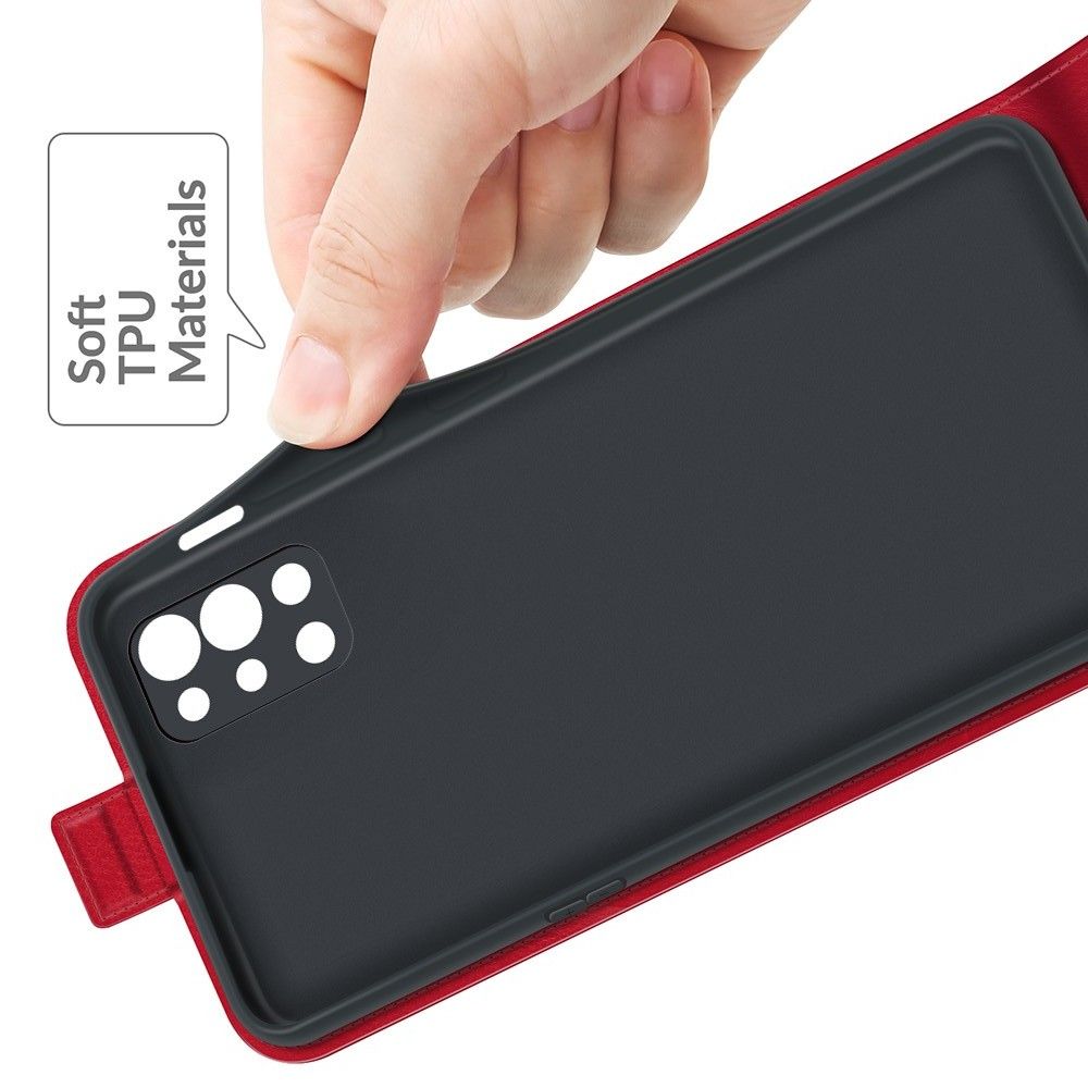 Вертикальный флип чехол книжка с откидыванием вниз для OnePlus 9R - Красный