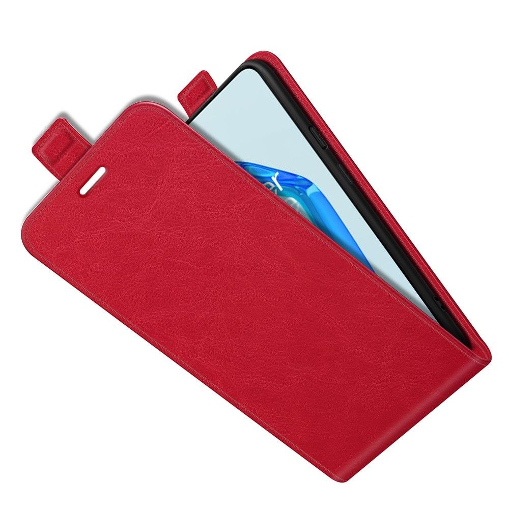 Вертикальный флип чехол книжка с откидыванием вниз для OnePlus 9R - Красный