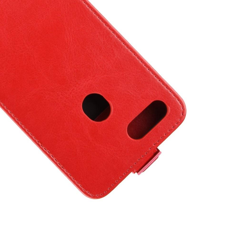Вертикальный флип чехол книжка с откидыванием вниз для OPPO A7 / AX7 - Красный