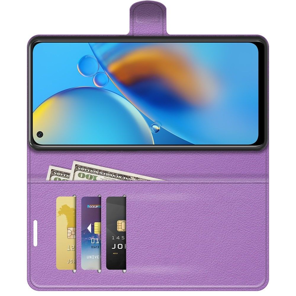 Вертикальный флип чехол книжка с откидыванием вниз для Oppo A74 - Фиолетовый