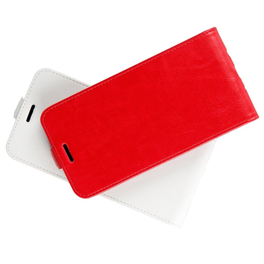 Вертикальный флип чехол книжка с откидыванием вниз для Samsung Galaxy A12 - Красный