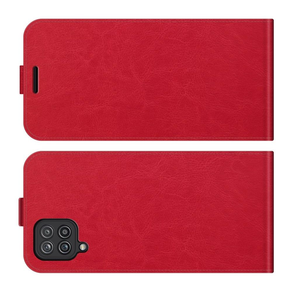 Вертикальный флип чехол книжка с откидыванием вниз для Samsung Galaxy A12 / M12 - Красный