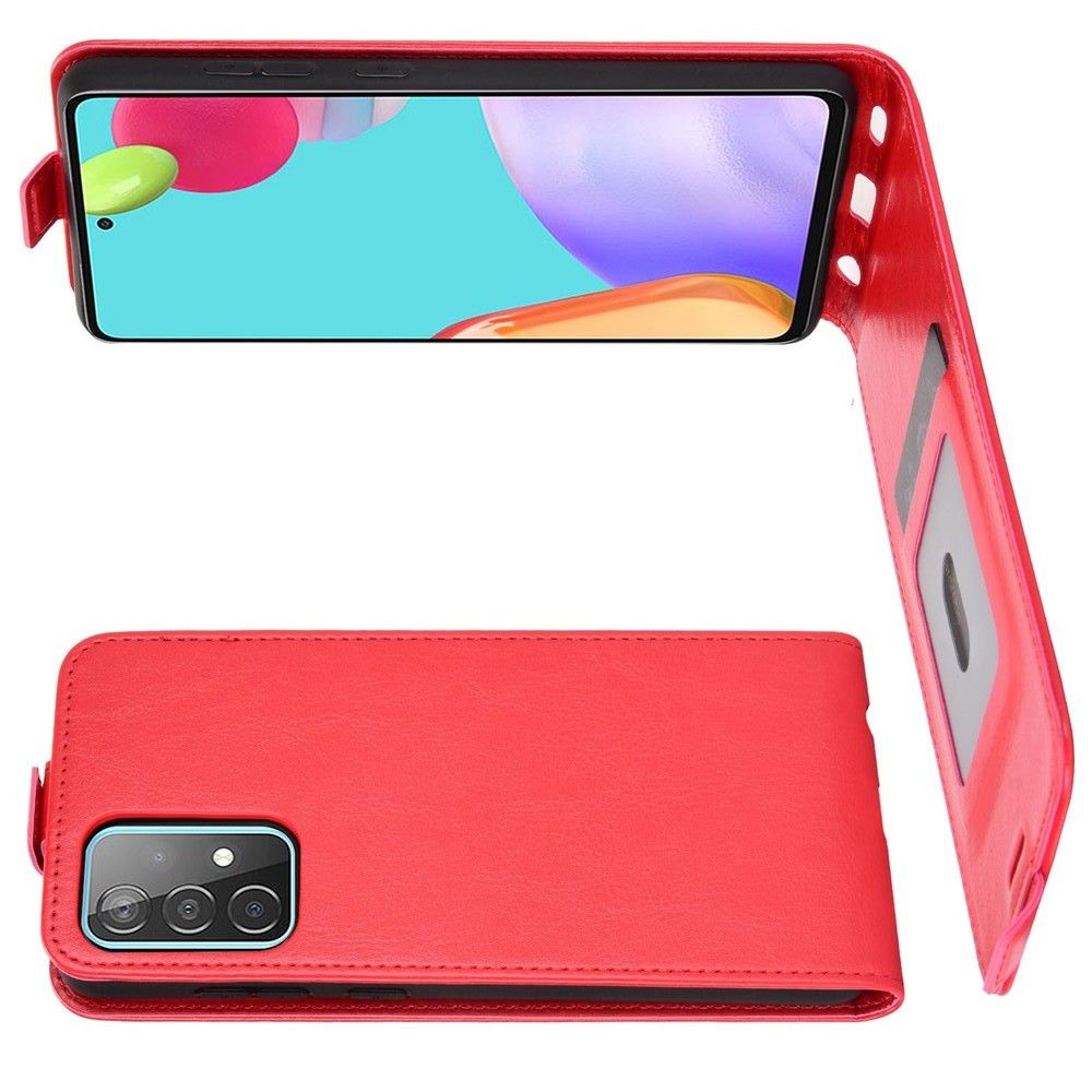 Вертикальный флип чехол книжка с откидыванием вниз для Samsung Galaxy A52 - Красный